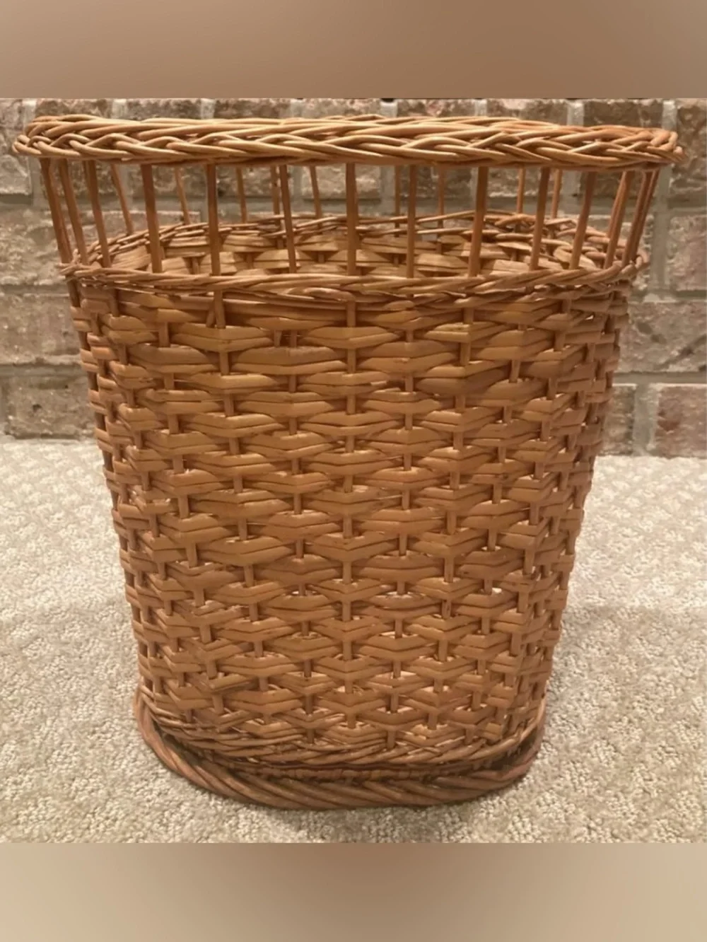 Vintage Wicker Rattan Waste Basket